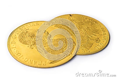 Franz Joseph I, Austro-Hungarian golden ducats from 1915 Stock Photo