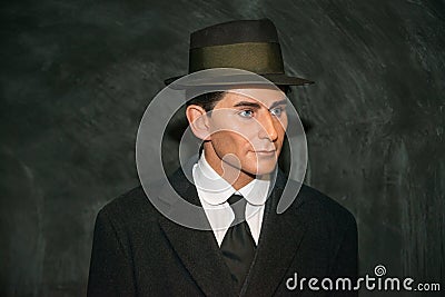 Franz Kafka in Grevin museum of the wax figures in Prague. Editorial Stock Photo