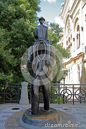 Franz Kafka Statue in Prague Editorial Stock Photo