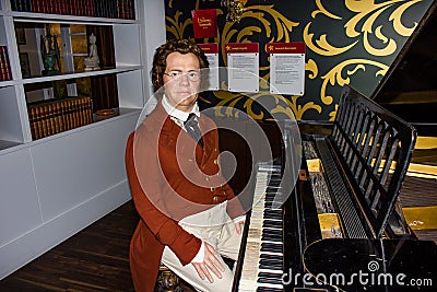 Franz Schubert wax statue, Madame Tussaud`s Vienna Editorial Stock Photo