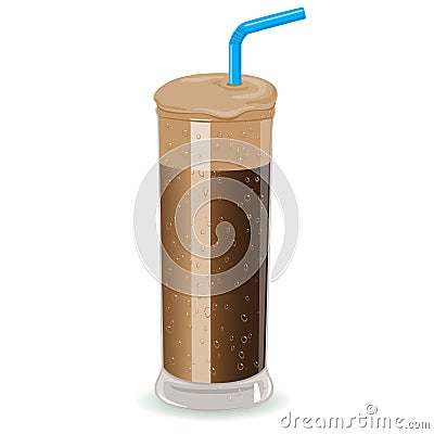 Cold glass of frappe instant coffee. Vector Illustration Vector Illustration