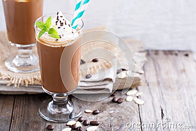 Frappuccino in a glass with cream Stock Photo