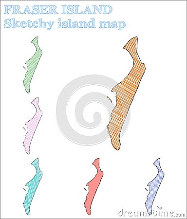 Fraser Island sketchy island. Vector Illustration