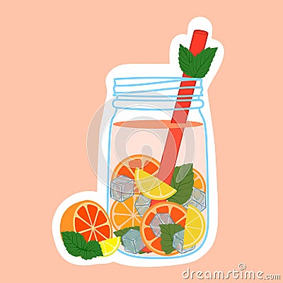 Frash lemonade with lemon, orange and grapfruit. Vector Illustration