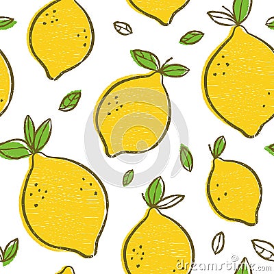 Frash lemons modern beauty seamless Vector Illustration
