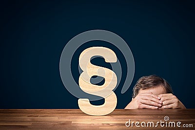 Fraud cheater person hide from the law concept Stock Photo