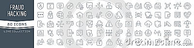 Fraud and hacking line icons collection. Big UI icon set in a flat design. Thin outline icons pack. Vector illustration EPS10 Vector Illustration