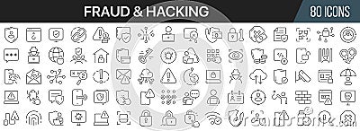 Fraud and hacking line icons collection. Big UI icon set in a flat design. Thin outline icons pack. Vector illustration EPS10 Vector Illustration