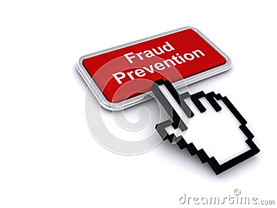 Fraud prevention button on white Stock Photo
