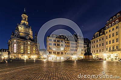 Frauenkirche church in Dresden square in Germany. Stock Photo