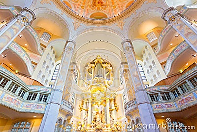 Frauenkirche interior in Dresden, famous church, Germany Editorial Stock Photo