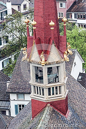 Fraumunster Bell Tower Zurich Switzerland Stock Photo