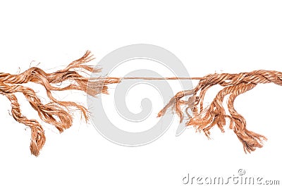 Frayed rope near to break isolated Stock Photo