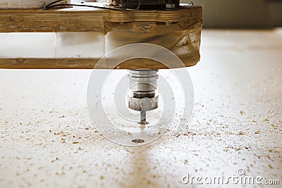 Frazier in cnc router. Computer numerical control machine. Stock Photo