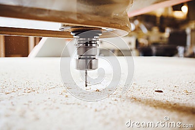 Frazier in cnc router. Computer numerical control machine. Stock Photo