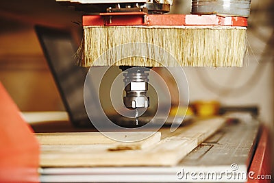 Frazier in cnc router. Computer numerical control machine Stock Photo