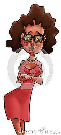 Frazzled, tired woman Cartoon Illustration