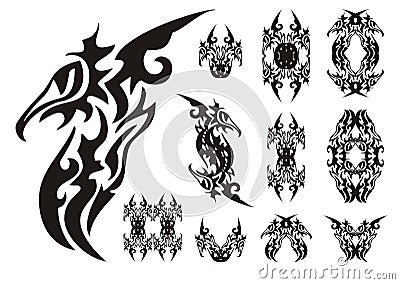 Freakish birds elements Vector Illustration