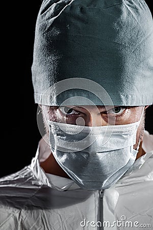 Freaky Doctor looking at the camera Stock Photo
