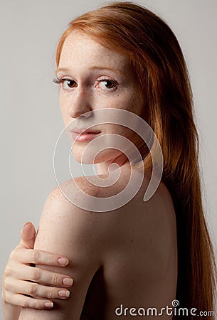 Freckled Beauty Stock Photo