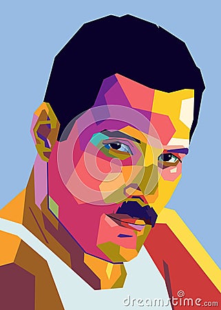 Freddie Mercury pop art Vector Illustration