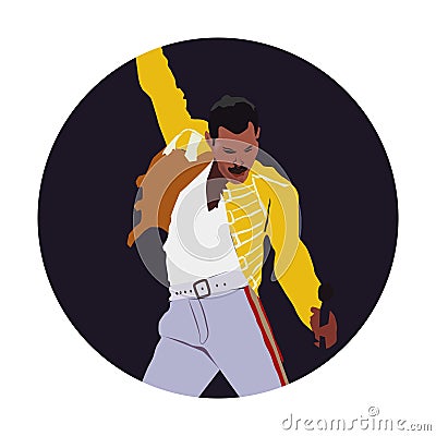 Freddie Mercury from Queen Vector Illustration