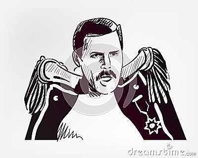 Freddie Mercury vector illustration sketch style Cartoon Illustration