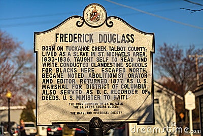 Frederick Douglass Historic Marker Editorial Stock Photo