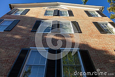 A brick apartment building in downtown Frederick Editorial Stock Photo