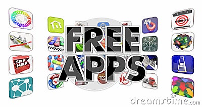 Free Apps Mobile Programs Software Applicaiton Store 3d Illustration Stock Photo