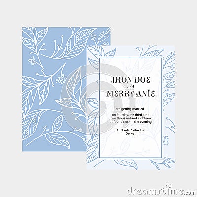 Awesome merried invitation with leaf background Vector Illustration