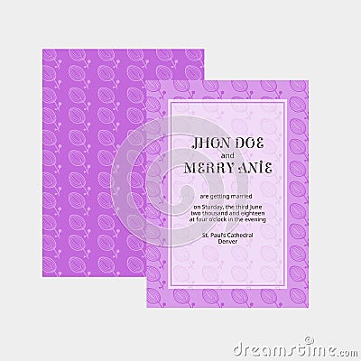 Awesome merried invitation with grape colour leaf background Vector Illustration