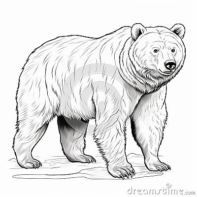 Realistic Bear Coloring Pages: Dark White And Amber Illustrations Stock Photo