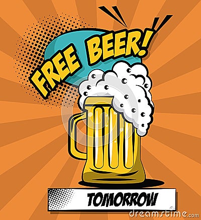 Free beer pop art Vector Illustration