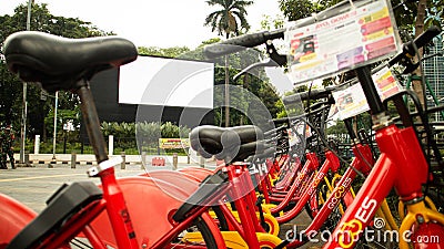 Free bicycles on Jakarta street Editorial Stock Photo