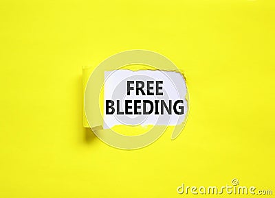 Free bleeding symbol. Concept words Free bleeding on beautiful white paper. Beautiful yellow paper background. Gen Z, motivational Stock Photo