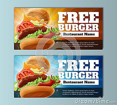 Free Burger Voucher Template Vector Illustration