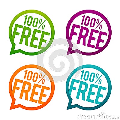 100% Free Buttons. Circle Eps10 Vector. Vector Illustration