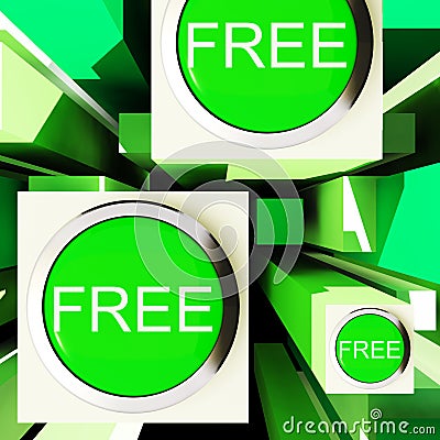 Free Buttons On Cubes Showing Freebie Products Stock Photo