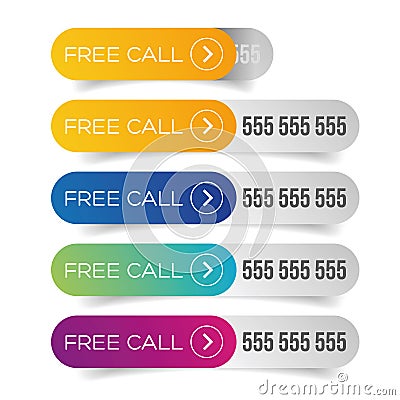 Free call button set Vector Illustration