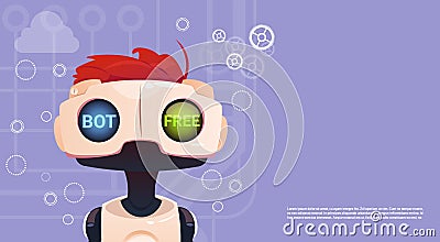 Free Chat Bot, Robot Virtual Assistance Element Of Website Or Mobile Applications, Artificial Intelligence Concept Vector Illustration