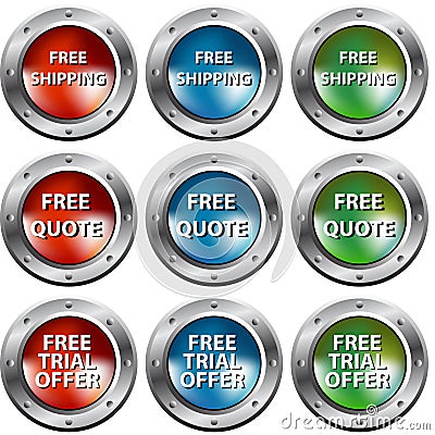 Free Chrome Rivet Buttons Vector Illustration