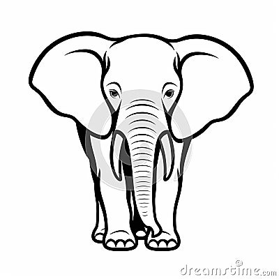 Free Coloring Page: Simplistic Cartoon Elephant Outline Svg Cutout Shape Stock Photo