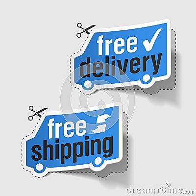 Free delivery, free shipping labels Vector Illustration