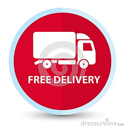 Free delivery flat prime red round button Vector Illustration