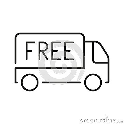 Free Delivery Service Line Icon. Shipping Free Of Charge Linear Pictogram. Fast Shipment Van Outline Symbol. Express Vector Illustration
