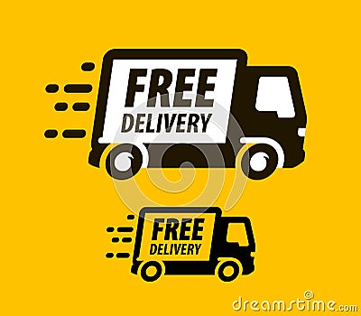 Free delivery symbol. Truck, freight transportation icon or symbol. Vector illustration Vector Illustration