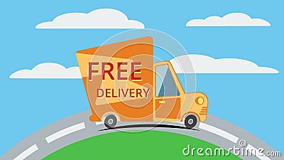 Free delivery van. Vector. Vector Illustration