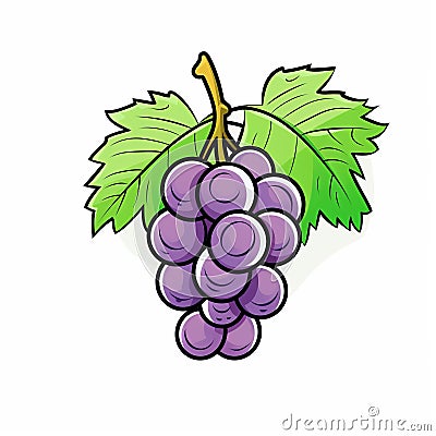 Free Download: Cartoon Grape Illustration In Simplified Colors Stock Photo