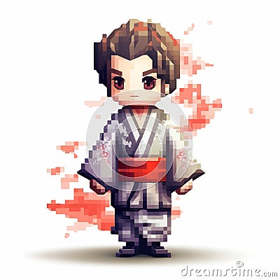 Free Download: Japanese Samurai Character Pixel Art Stock Photo